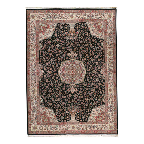 Bokara Rug Co., Inc. HandKnotted HighQuality Pink and Black Area Rug